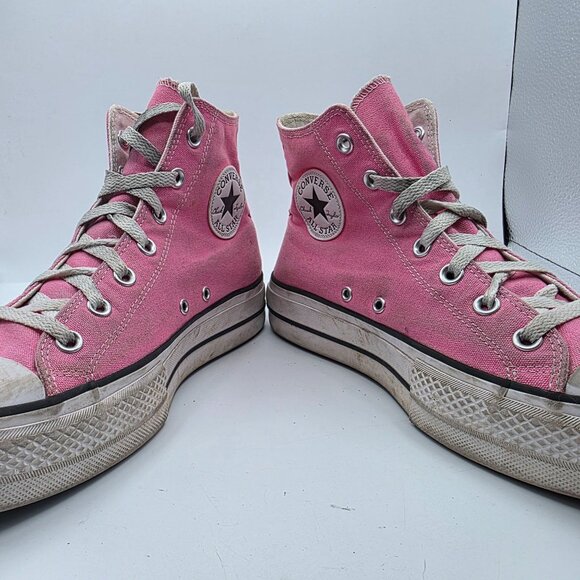 Converse All Star Womens Size 9 Pink High Top Sneakers Casual Shoes Bright - Picture 3 of 13